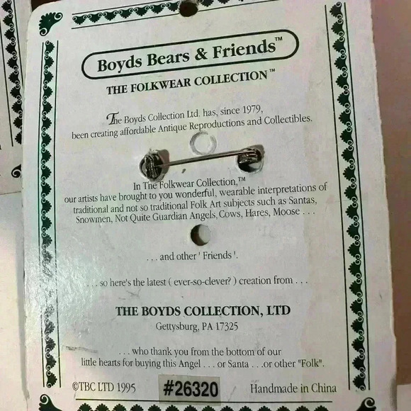 Vtg 1995 Boyds Bearwear & Folkwear  Brooch Lapel Pin - Lot Of 5 - Picture 11 of 12